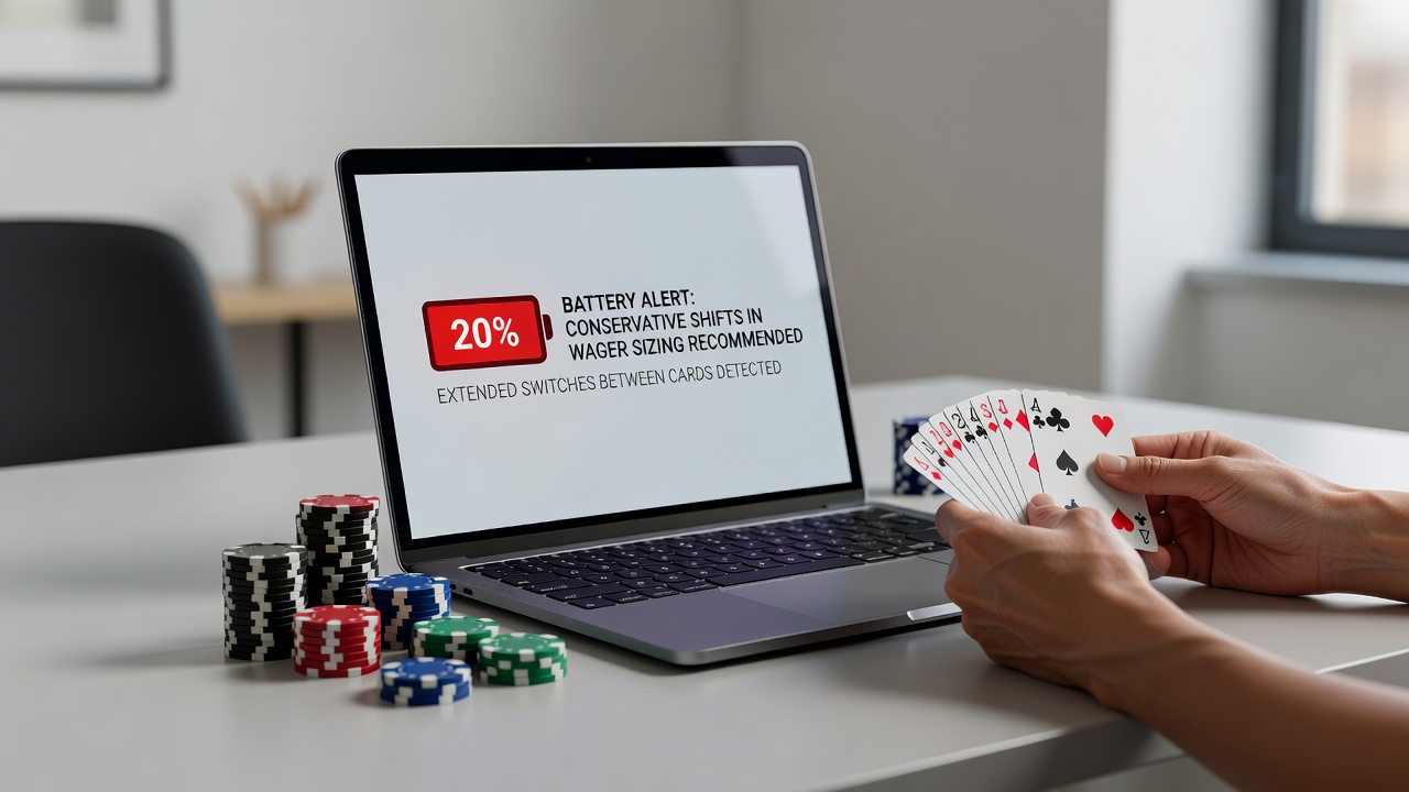 Smartphone displaying low battery warning during roulette and blackjack gameplay in a mobile casino app