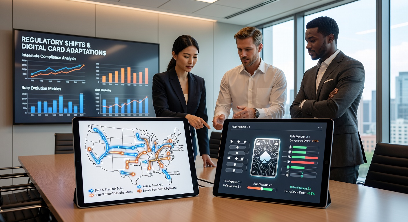 Digital card table interface showing bonus integration options and state compliance indicators