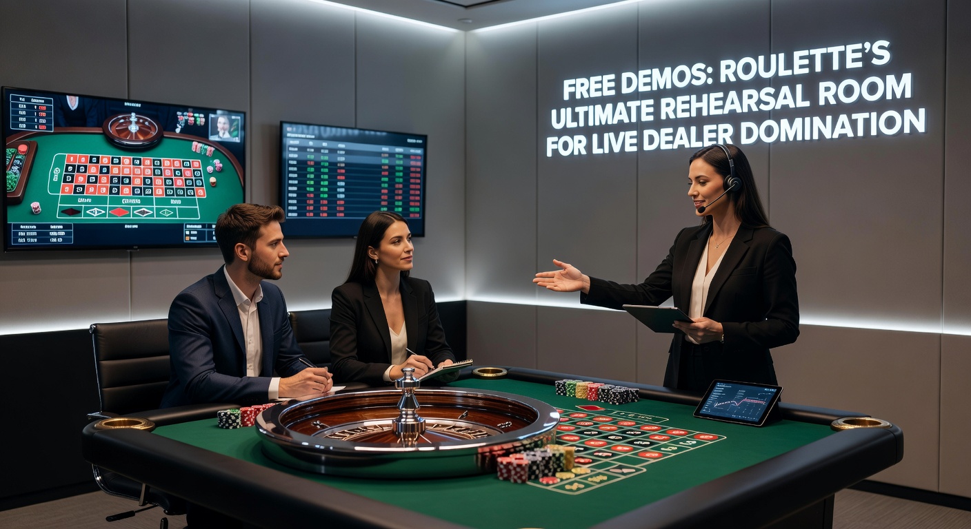 Player practicing roulette demo on a sleek digital interface, wheel spinning with chips placed on red and black
