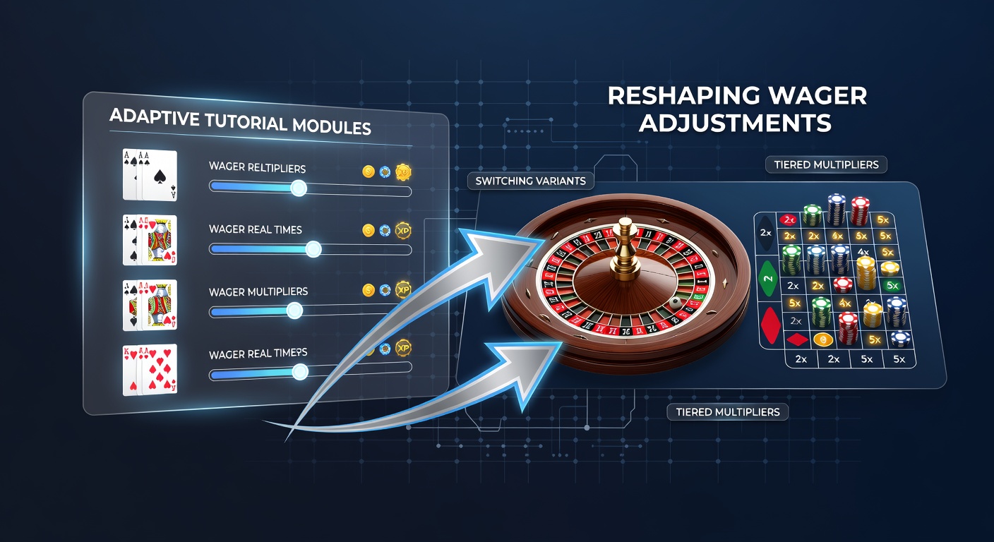 Adaptive tutorial interface showing wager adjustments during game transitions in a mobile casino app