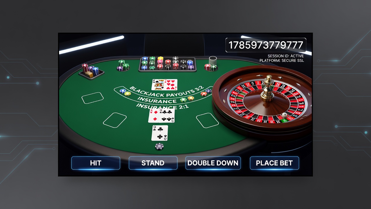 Live dealer studio setup with blackjack and roulette tables operating simultaneously for online players