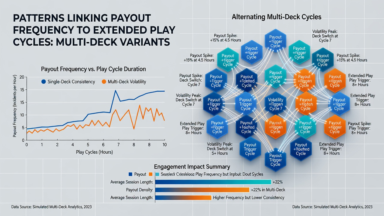 Chart illustrating extended play cycle correlations with payout data across alternating game formats