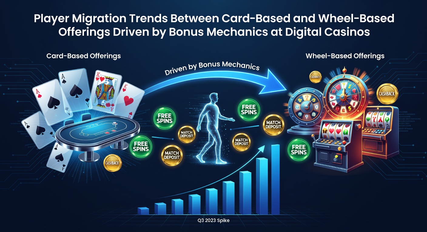 Infographic illustrating player shifts between blackjack tables and roulette wheels influenced by bonus structures at online casinos